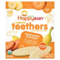 Happy Baby Organics Organic Sweet Potato & Banana Gentle Teething Wafers, 0.14 oz, 24 count, 12 Each