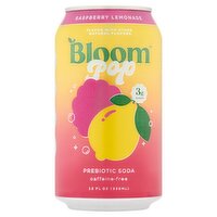 Bloom Raspberry Lemonade Pop Prebiotic Soda, 12 fl oz, 1 Each