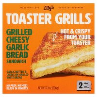 Lily's Toaster Grills Grilled Cheesy Garlic Bread Sandwich, 2 count, 7.3 oz, 2 Each