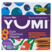 YUMI Blueberry & Purple Carrot Organic Bar, 0.74 oz, 5 count, 1 Each