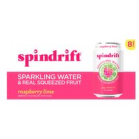 Spindrift Raspberry Lime Unsweetened Sparkling Water & Real Squeezed Fruit, 12 fl oz, 8 count, 8 Each
