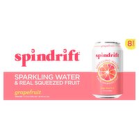 Spindrift Grapefruit Unsweetened Sparkling Water & Real Squeezed Fruit, 12 fl oz, 8 count, 8 Each