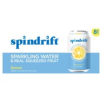 Spindrift Lemon Unsweetened Sparkling Water & Real Squeezed Fruit, 12 fl oz, 8 count, 8 Each