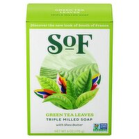 SoF Green Tea Leaves Triple Milled Soap with Shea Butter, 6 oz, 6 Ounce