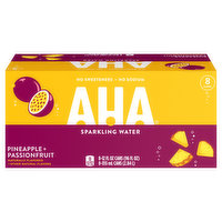 AHA Sparkling Water, Pineapple + Passionfruit, 8 Each