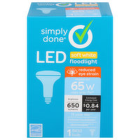 Simply Done Light Bulb, LED, Floodlight, Soft White, 65 Watts, 1 Each