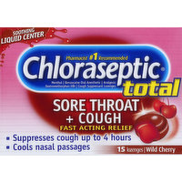 Chloraseptic Sore Throat + Cough, Lozenges, Wild Cherry, 15 Each