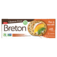 Breton Crackers, Gluten Free, Flax & Sea Salt, 4.76 Ounce