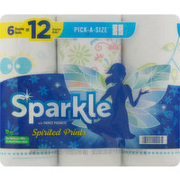 Sparkle Paper Towels, Pick-A-Size, Double Rolls, Spirited Prints, 6 Each