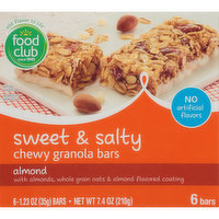 Food Club Sweet & Salty Almond With Almonds, Whole Grain Oats & Almond Flavored Coating Chewy Granola Bars, 7.4 Ounce