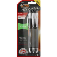 BiC Ball Pens, Exact, Black, Fine, 3 Each