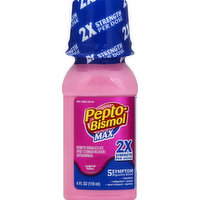 Pepto-Bismol Upset Stomach Reliever/Antidiarrheal, Max, Original Flavor, 4 Ounce