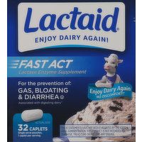 Lactaid Lactase Enzyme Supplement, Fast Act, Caplets, 32 Each