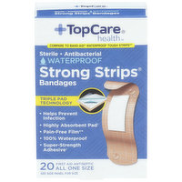 TopCare Strong Strips, Sterile Antibacterial Waterproof First Aid Antiseptic All One Size Bandages, 1 Each