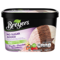 Breyers Frozen Dairy Dessert, No Sugar Added, Vanilla/Chocolate/Strawberry, 1.5 Quart