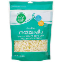 Food Club Shredded Cheese, Part-Skim, Low-Moisture, Mozzarella, 8 Ounce