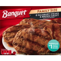 Banquet Salisbury Steaks & Brown Gravy, Family Size, 6 Each