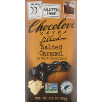Chocolove Dark Chocolate, Salted Caramel, Filled, 55% Cocoa, 3.2 Ounce