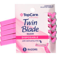 TopCare Razors, Disposable, Twin Blade, 5 Each