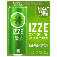 Izze Juice Beverage, Apple, Sparkling, 4 Each