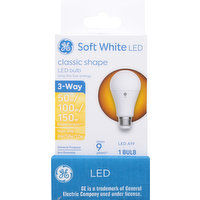 GE Light Bulb, LED, 3-Way, Classic Shape, Soft White, 6/12/17 Watts, 1 Each