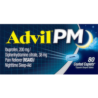 Advil Pain Reliever (NSAID)/Nighttime Sleep-Aid, Coated Caplets, 80 Each