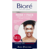 Biore Pore Strips, Nose + Face, Deep Cleansing, 14 Each