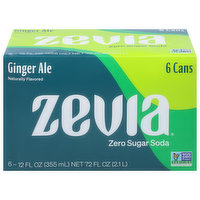 Zevia Soda, Zero Sugar, Ginger Ale, 6 Cans, 6 Each