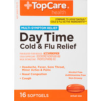 TopCare Cold & Flu Relief, Day Time, Multi-Symptom Relief, Softgels, 16 Each