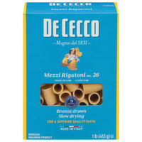 De Cecco Mezzi Rigatoni, No. 26, 1 Pound