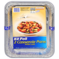 EZ Foil Casserole Pans, with Lids, 11.75 Inch x 9.25 Inch, 2 Each