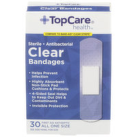 TopCare Antibacterial First Aid Antiseptic All One Size Bandages, Clear, 1 Each