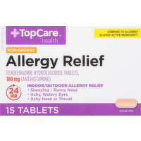 TopCare Allergy Relief, Non-Drowsy, 180 mg, Tablets, 15 Each