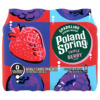 Poland Spring Spring Water, Sparkling, Triple Berry Flavor, 8 Each