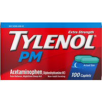 Tylenol PM Acetaminophen, PM, Extra Strength, Caplets, 100 Each