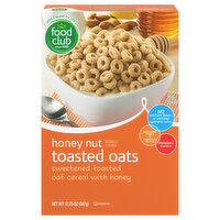 Food Club Cereal, Toasted Oats, Honey Nut, 12.25 Ounce