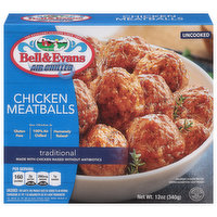 Bell & Evans Chicken Meatballs, Traditional, Air Chilled, 12 Ounce