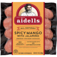 Aidells Smoked Chicken Sausage, Spicy Mango with Jalapeno, 12 Ounce