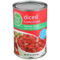 Food Club Italian Style With Olive Oil, Garlic & Spices Diced Tomatoes, 14.5 Ounce