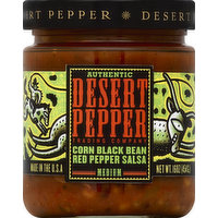 Desert Pepper Salsa, Corn Black Bean Red Pepper, Medium, 16 Ounce