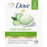 Dove Beauty Bar, Cucumber & Green Tea Scent, Cool Moisture, 2 Each