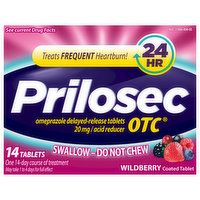 Prilosec OTC Acid Reducer, 20 mg, Coated Tablets, Wildberry, 14 Each