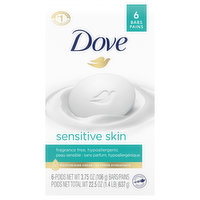 Dove Beauty Bars, Moisturizing Cream, Sensitive Skin, 6 Each