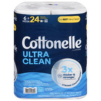 Cottonelle Toilet Paper, Mega, 1-Ply, 6 Each