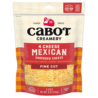 Cabot Creamery Cheese, 4 Cheese Mexican, Fine Cut, Shredded, 8 Ounce