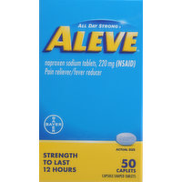 Aleve Pain Reliever/Fever Reducer, 220 mg, Caplets, 50 Each