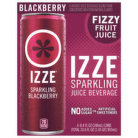 Izze Juice Beverage, Blackberry, Sparkling, 4 Each