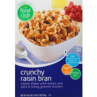 Food Club Cereal, Crunchy Raisin Bran, 18.2 Ounce