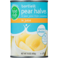 Food Club Pear Halves in Juice, Bartlett, 15 Ounce