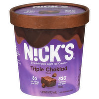 Nick's Ice Cream, Light, Triple Choklad, Swedish-Style, 1 Pint